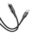 XO kabl sa displejem USB - Lightning 1,0 m 2,4A, crni, NB162