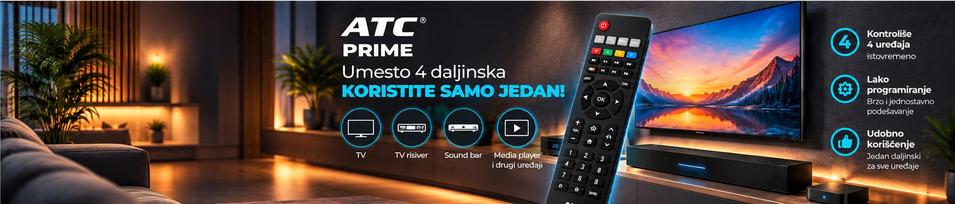 ATC PRIME Programabilni univerzalni daljinski upravljač 4 u 1