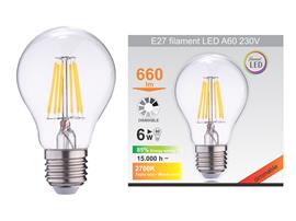 Mitea LED filament sijalica, A60, 6W, E27, 2700K