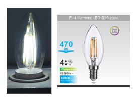Mitea LED filament sijalica, B35, 4W, 6500K