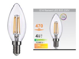 Mitea LED filament sijalica, B35, 4W, E14, 2700K