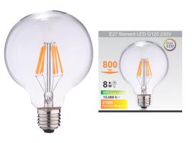 Mitea LED filament sijalica, G125, 8W, 2700K