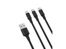 XO kabl 3in1 USB - Lightning + USB-C + microUSB 2.4A, crni, NB173
