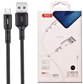 XO kabl USB - micro USB 1,0m, 3A, crni, NB112
