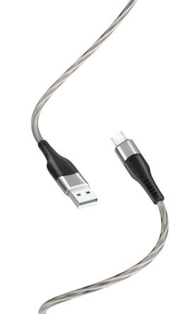 XO led kabl USB - Micro USB 1,0 m 2,4A, sivi, NB158