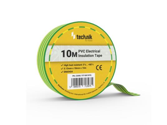 Technik izolir traka 0,13mm x 18mm, 10m, žuto-zelena