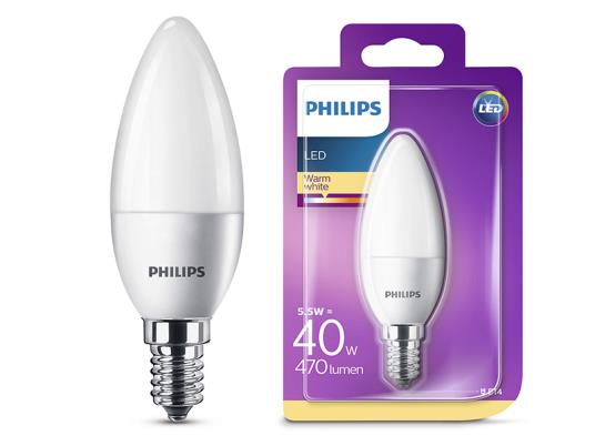 Philips LED sijalica, E14, B35, WW, 5,5W
